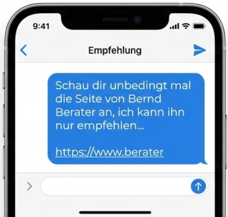 Empfehlung auf dem Handy via WhatsApp